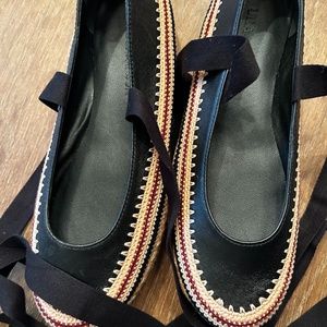 Ulla Johnson "Yolena" crochet leather ballerina espadrilles